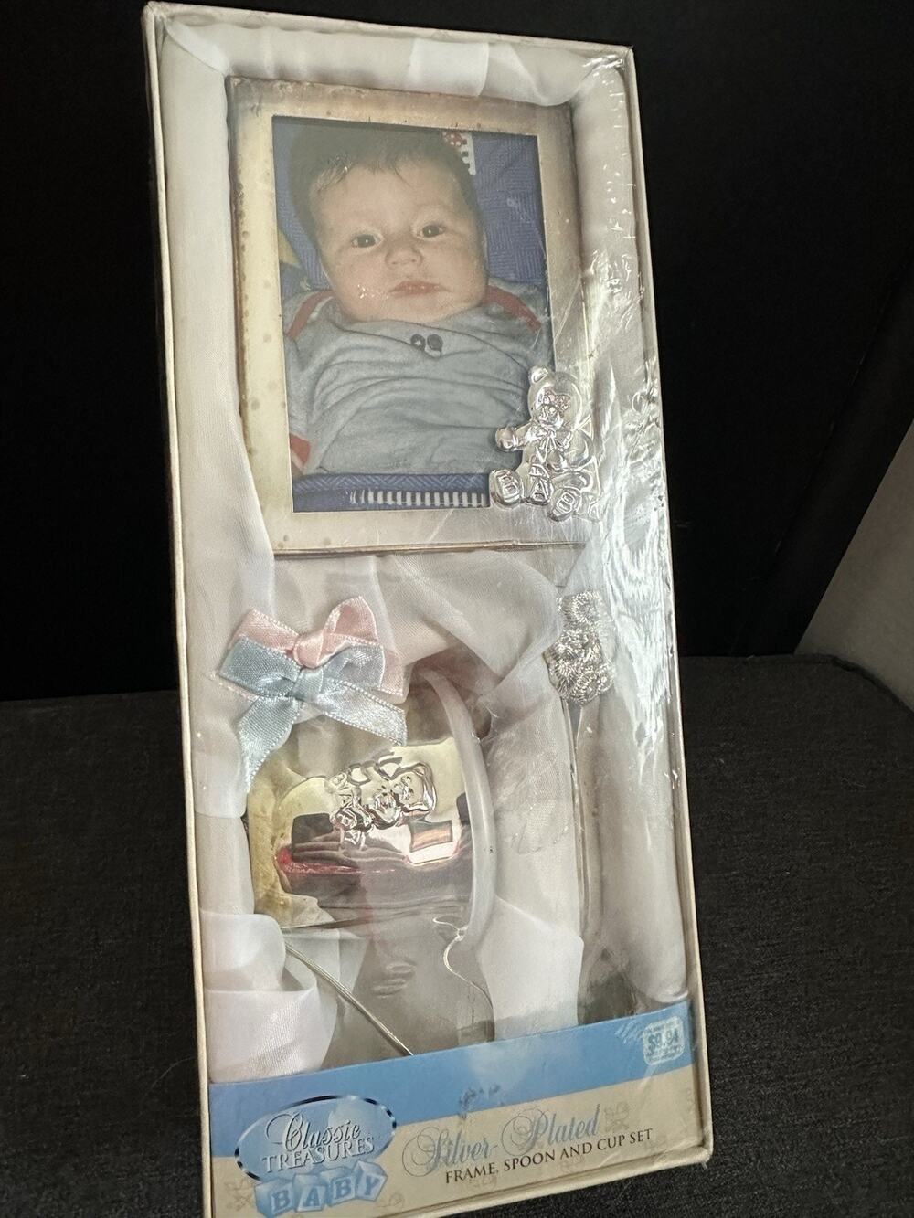 Classic Treasures Baby Silver Plated Frame Spoon Cup Gift Set Sealed NOS